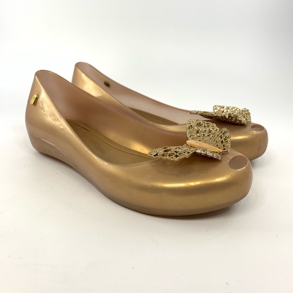 Melissa Other - Melissa Ultragirl butterfly gold jelly flats